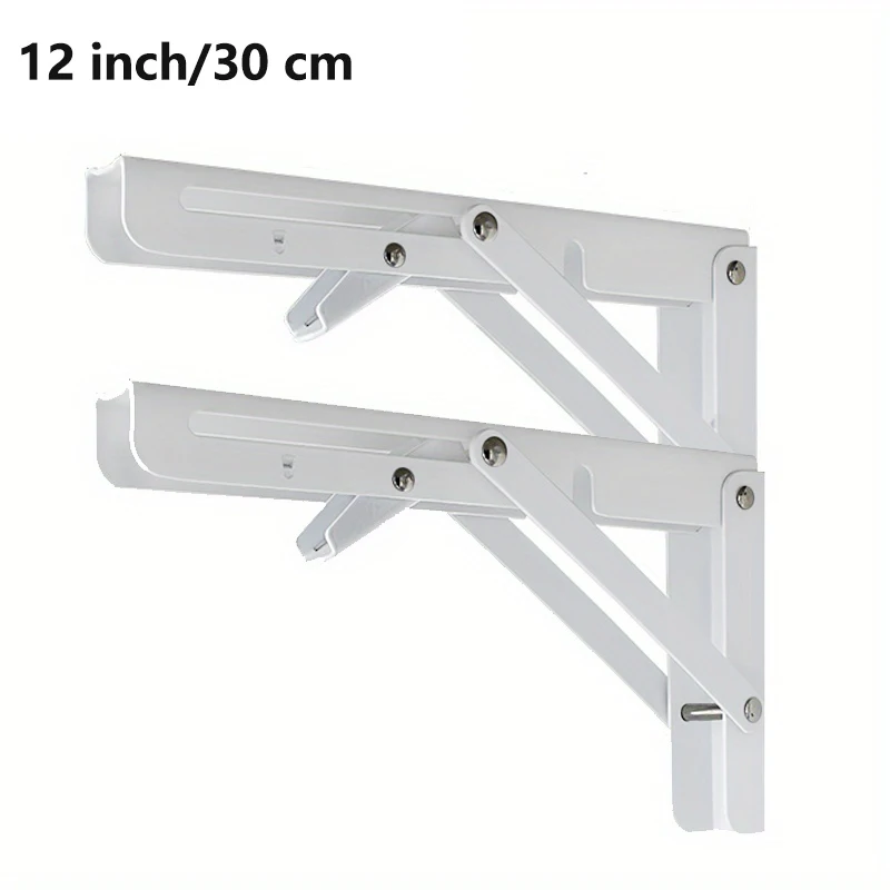 Set of 2 Heavy-Duty Steel Folding Shelf Brackets - Wall-Mounted Design for Workbenches and Tables