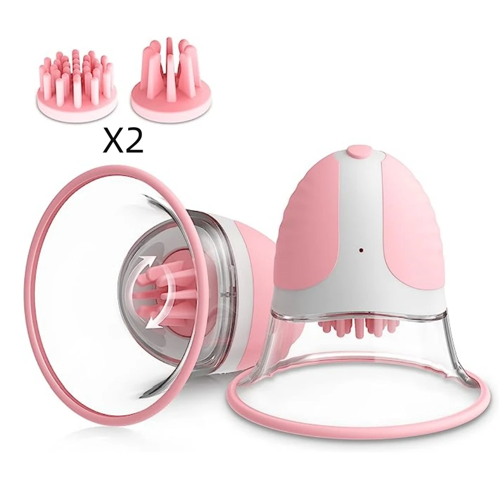 Nipple Clamps Strong Sucking Stimulator Massager with 10 Vibrator Rotation Modes Rechargeable Sex Toys for Women Couples