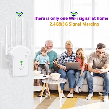 WiFi Repeater Wireless Router 1200Mbps 2.4G 5G Signal Cover Extender High Gain 6 Antenna Network Amplifier Range Signal Booster 4