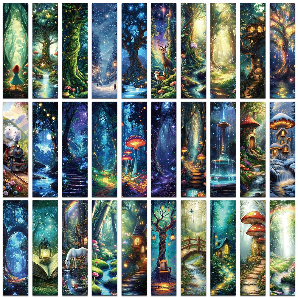Mysterious Forest Aesthetic Bookmarks - Creative DIY Stationery & Gifts (30-Pack)