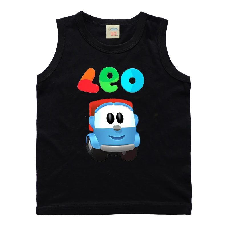 2022 Baby Boys Girls 100% Cotton  Leo The Truck  Print Cute Sleeveless Vest T Shirt Cartoon Kids Funny  Children Tops tees children's clothes Tops & Tees