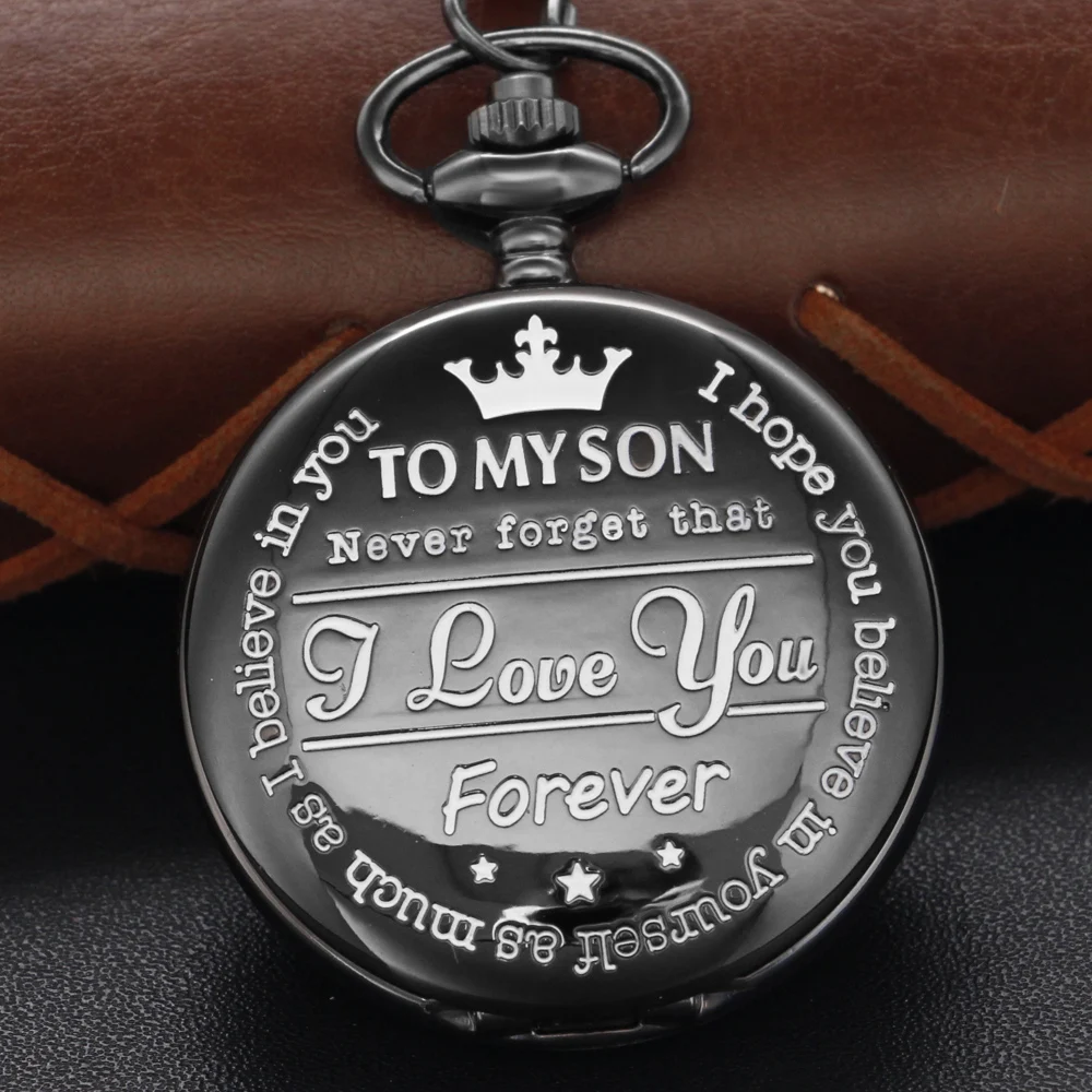 

To My Son Love You Quartz Pocket Watch Exquisite Necklace Pendant Fob Chain Vintage Steam Punk Pocket Watch Son Gift CF1273