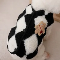 Mode Plaid polaire chiot vêtements manteau Jack chien vêtements ours gilet chiens vêtements animaux de compagnie tenues mignon hiver Yorkies Costume 4