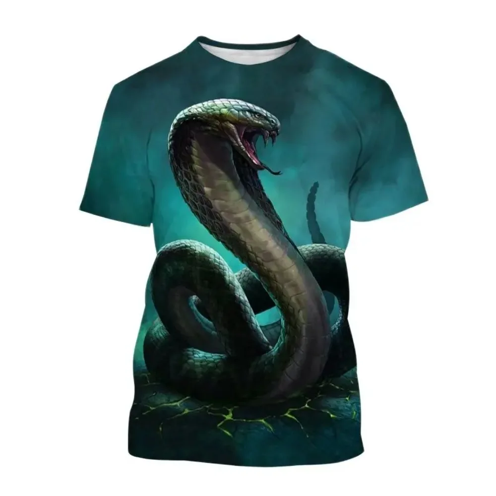 

Summer Men and Women's 3D Snake Print T-shirt, Domineering Casual Quick Drying Short Sleeves, Polyester Fiber.