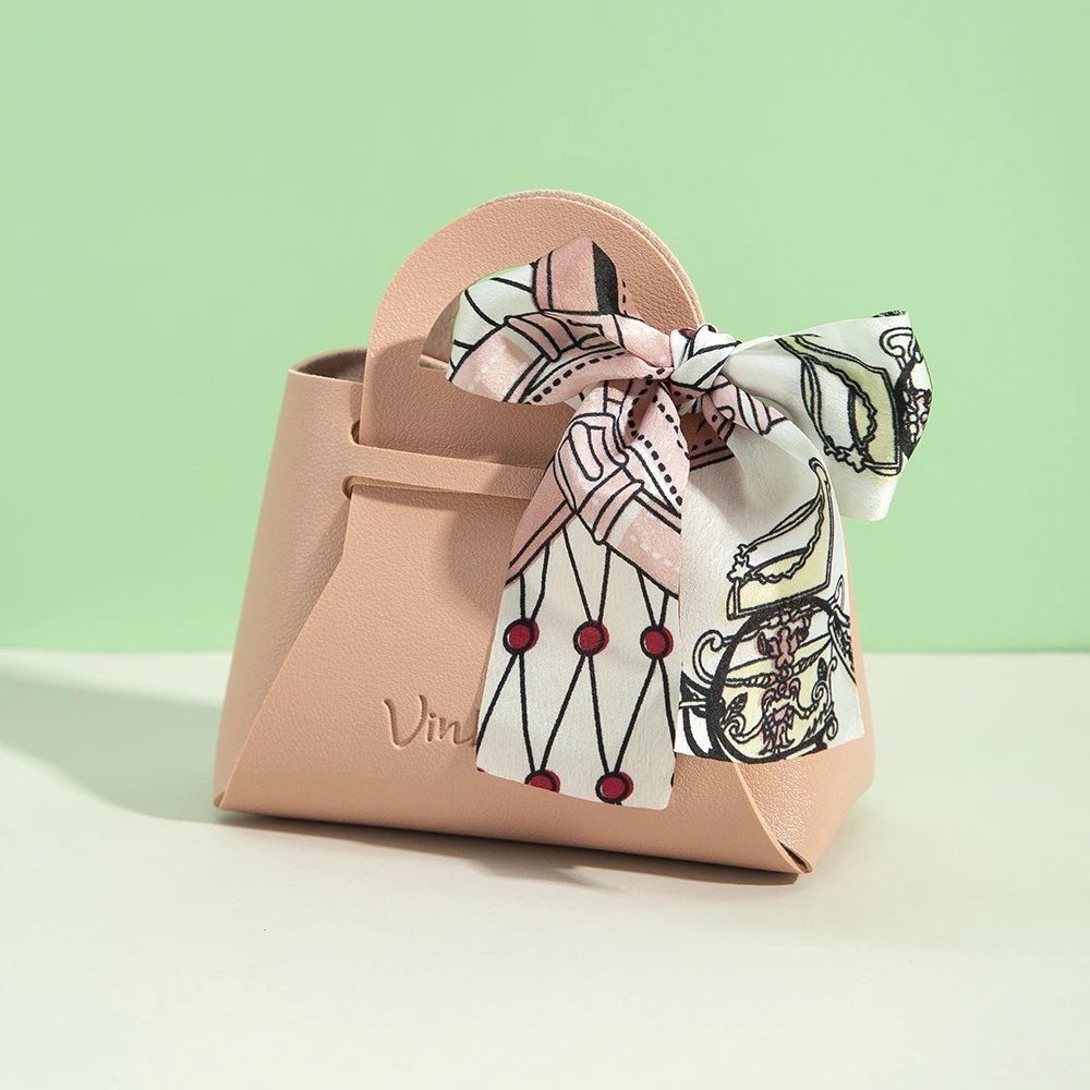 Pink Baby PU Leather Handbag Wedding Favor Bag Custom Logo Bridal Shower Birthday Party Bridesmaid DIY Gift Packaging Pouches