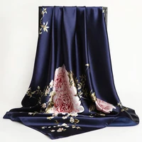 90X90CM Square Women Scarves Silk Office Ladies Hair Neck Bandanna Headband Foulard Headcloth Muslim Headscarf Female muffler 4