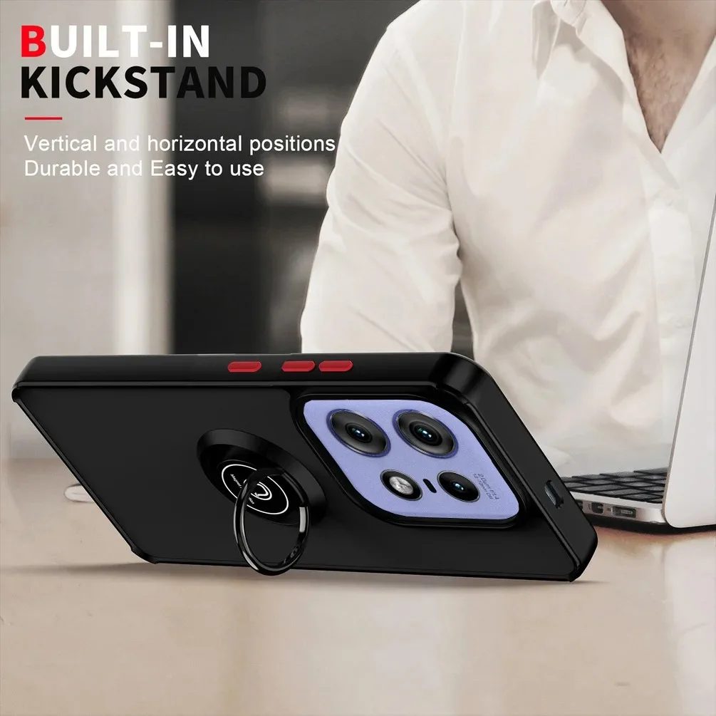 Durable Armor Matte Case with Magnetic Ring Holder Stand – Shockproof Protection
