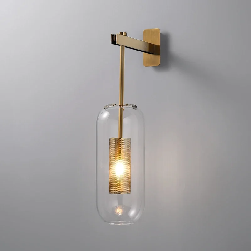 Lámparas de pared modernas de cristal para mesita de noche, candelabro nórdico, luminaria dorada para sala de estar, luces de pasillo, decoración del hogar