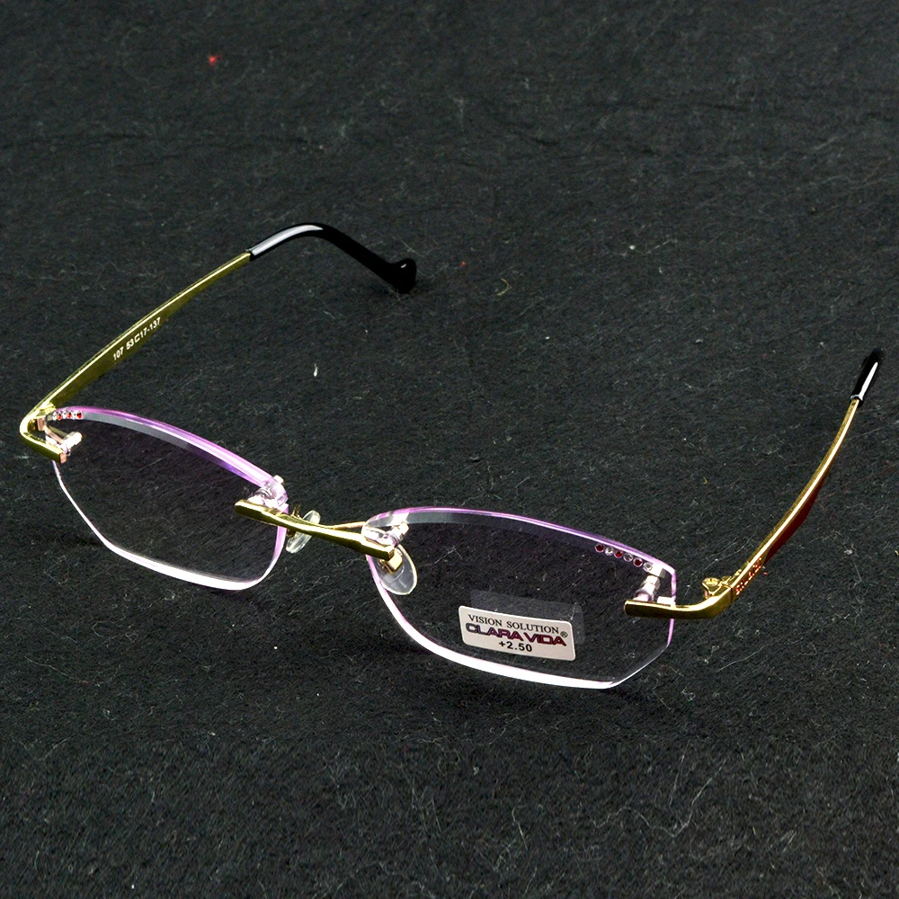 Handcrafted rimless Rectangle Women Fashion Reading Glasses +0.75 +1 +1.25 +1.5 +1.75 To +4 4