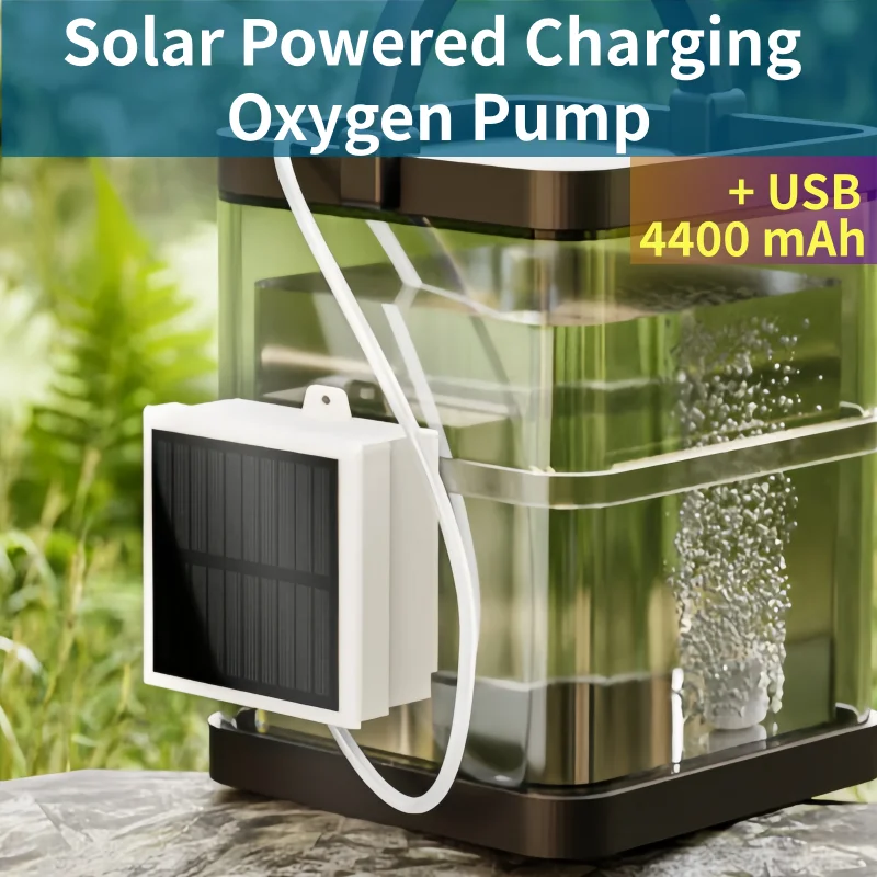 Solar powered charging oxygen pump, aquarium fish water pump, fishing oxygen supply,Solar powered charging pump
