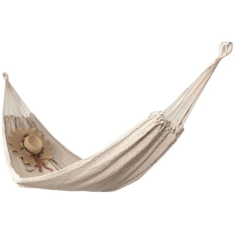 

Mesh Woven Hammock with Wooden Stick Outdoor Indoor B & B Scenic Area Swing Glider