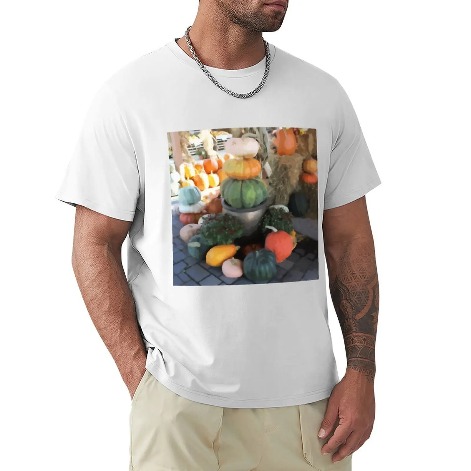 

Мужская футболка оверсайз с рисунком осени и улицы