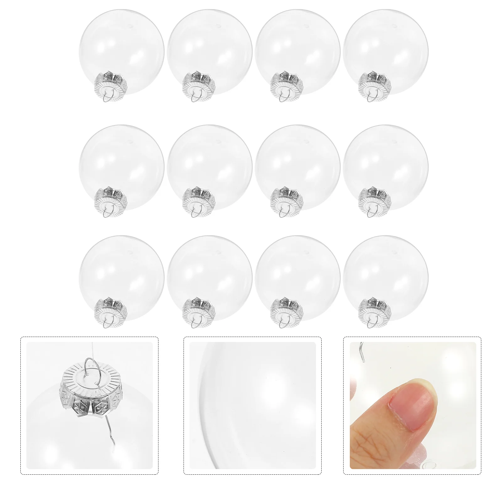 

Clear Plastic Fillable Balls Ornament 12Pcs Xmas Tree Hanging Baubles Gift Holder