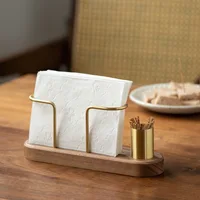 HeMu-Tooth Swab Tube Tissue Holder, Black Walnut, Minimalist Dining Table Tissue Storage Rack, Restaurant Coffee Shop Paper Box 1