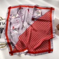 70x70CM Orange Scarf Pony Color Block Silk Square Scarf Shawl All-match High-end Ladies Headscarf New Decorative Foulard Scarves 2