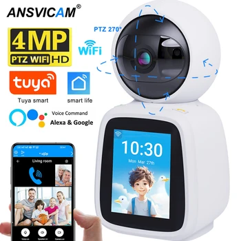 4MP WIFI Camera PTZ Indoor TUYA Two-way Voice and Video Call with Screen 2MP Mobile Detection Security Surveillance Camera TUYA