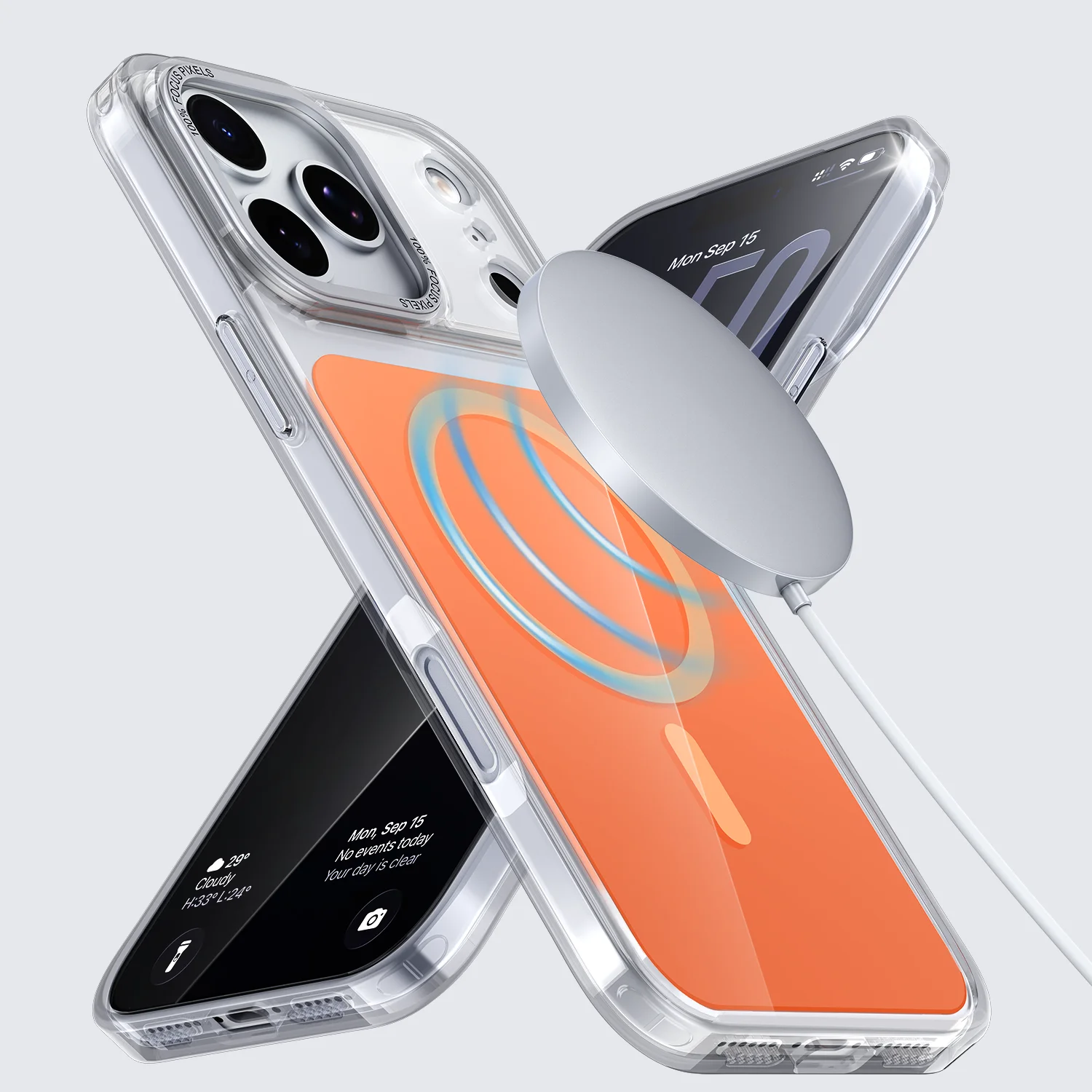 Official Clear Magnetic Phone Case with Metal Lens Protector - Shockproof Cover