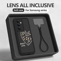 Whimsical Love Heart & Floral Lanyard Phone Case Cover - Galaxy S23 Ultra (B005 Black Lanyard)