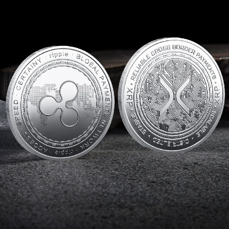 Ripple Coin XRP Coin Gold Silver Plated Crypto Ripple XRP with Plastic Case Commemorative Art Collection Souvenir Gift commemorative coin commemorative coins commemorative money