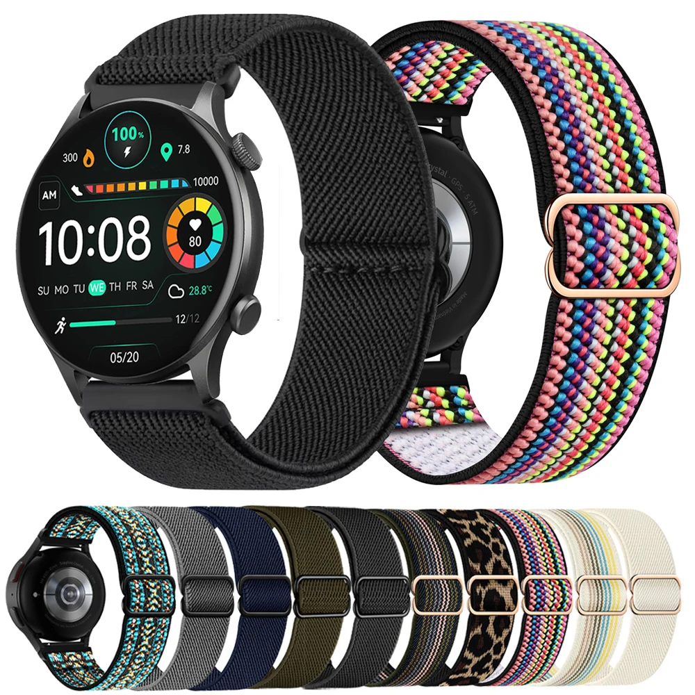 Nylon Braided Solo Loop Strap - Adjustable Wristband Bracelet, 20/22mm Band