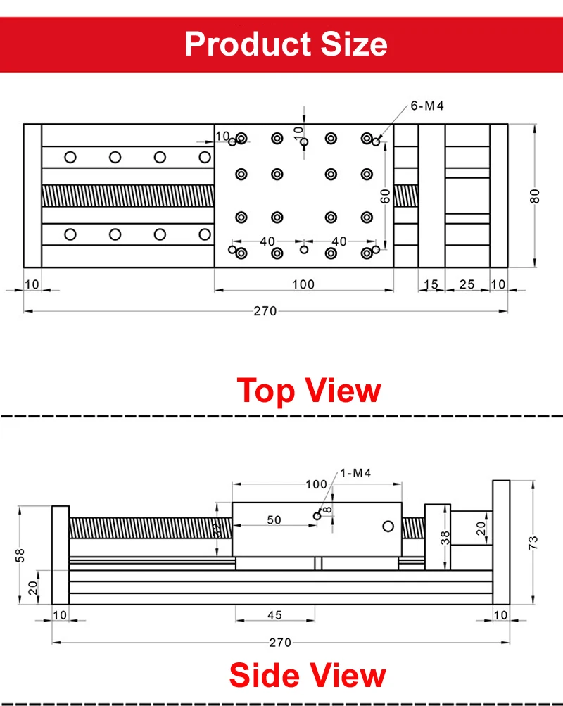 Description Picture 4 of itemFree Shipping 50-500MM Effective Stroke SFU1204 1605 1610 Ballscrew 12 16 Linear Guide Motion Module Rail Table CNC 3D Printer
