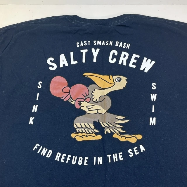 SALTY CREW BOXING SEAGULL CAST SMASH DASH FISH FISHING TEE T SHIRT