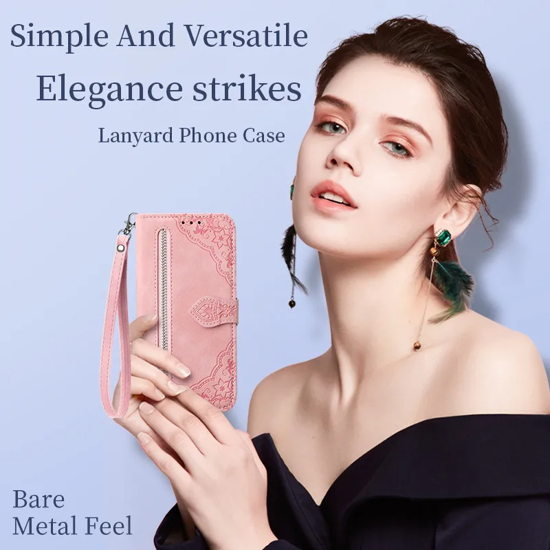 Zipper Wallet Flip Leather Phone Case with Multi-Card Holder