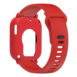 Silicone Strap and Protective Bumper for Smartwatch - Replacement Bracelet Belt (Red)