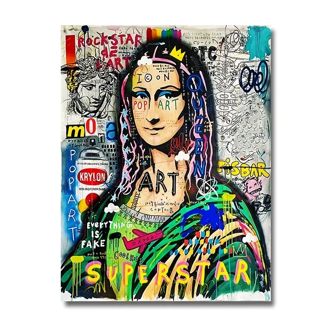 thumbnail image 1 of Banksy Graffiti Street Pop Art Divertido retrato famoso Pintura abstracta en lienzo Impresión Póster Imagen de pared Decoración para sala de estar y hogar, 1 of 5