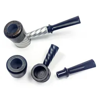Aluminum alloy Wooden Tobacco Pipe Straight Type Handmade Retro Smoking Pipe 9mm Filter Pipe Gift 2