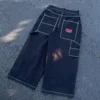 2024 Retro Harajuku High Waist Straight Leg Wide Leg Jeans Fashionable Women's 2000 Embroidered Casual Hip Hop Street Goth Jeans 6