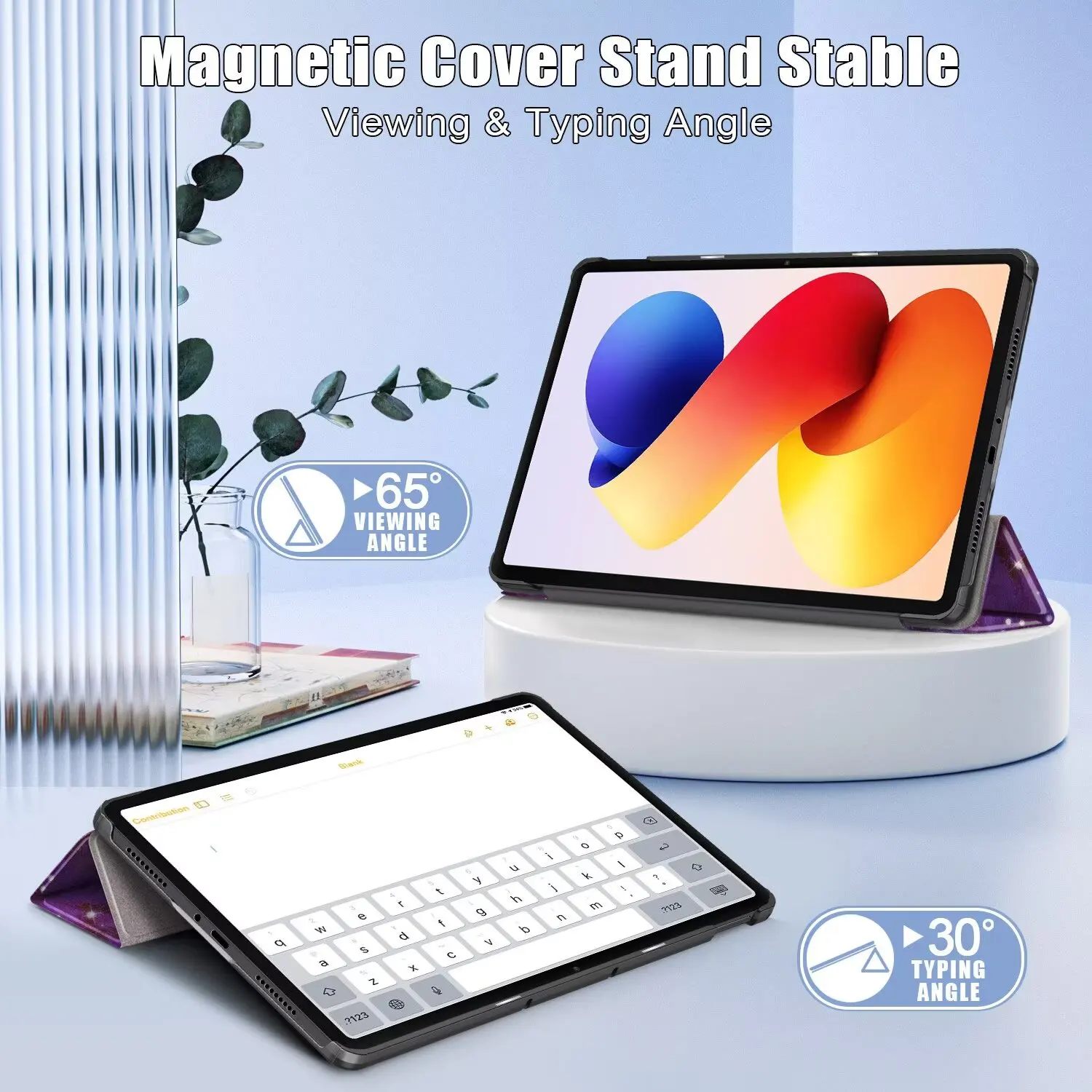 Smart Triple-Folding Stand Cover with Hard Back