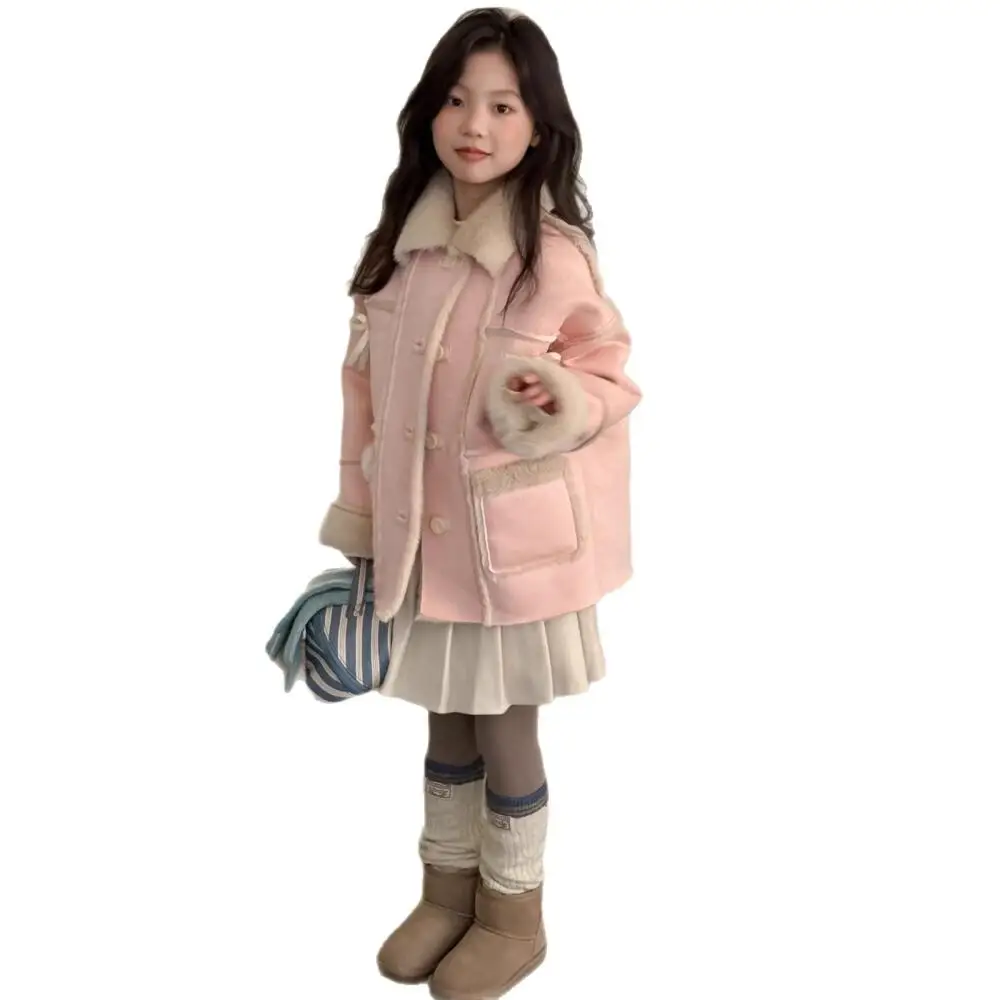 여아 퍼 코트 가을 겨울 신상 아동복 두꺼운 보온 벨벳 재킷 귀여운 아동복 후드티