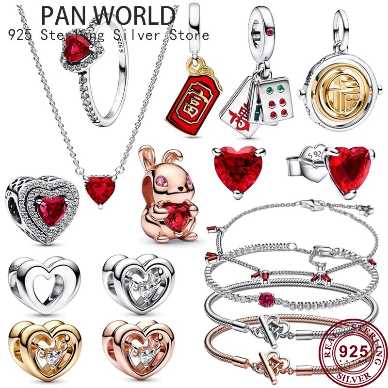 new original packaging 1 year warranty 1756 of8 1756of8 1756 0f8 17560f8 no 24arehouse spot immediately sent 2023 New Year's special gift 925 silver red bag pendant cute rabbit red love heart for original charm bracelet charm jewelry