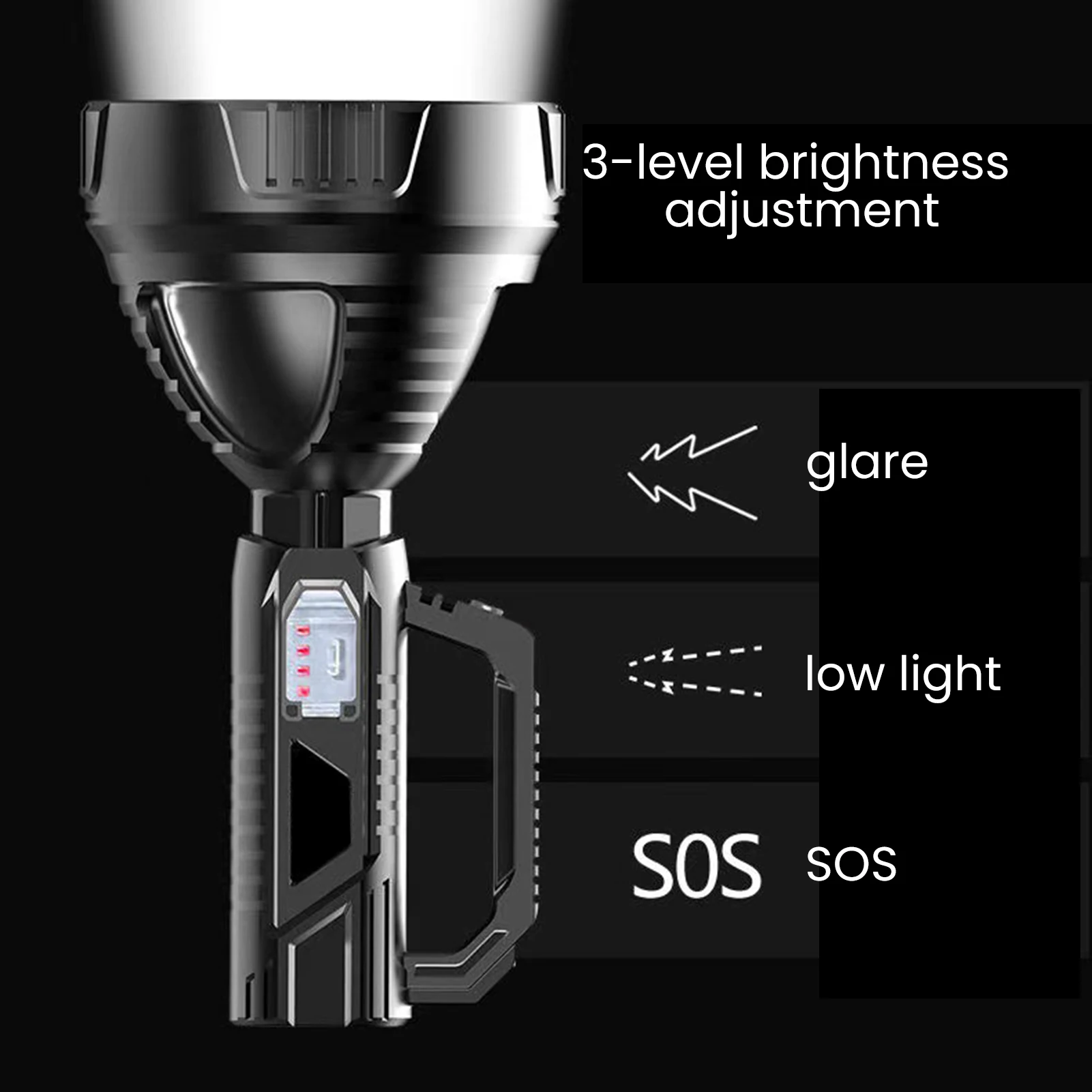 

USB Charging Red Warning Light 90000 Lumen High Power Flashlight Hiking & Camping Gear Essentials PR Sale