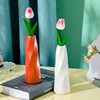 Home DIY Plastic Flower Vase White Imitation Ceramic Flower Arrangement Container Pot Basket Modern Decoration Vases For Flowers 2