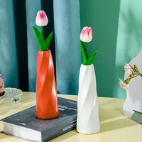 Home DIY Plastic Flower Vase White Imitation Ceramic Flower Arrangement Container Pot Basket Modern Decoration Vases For Flowers 2
