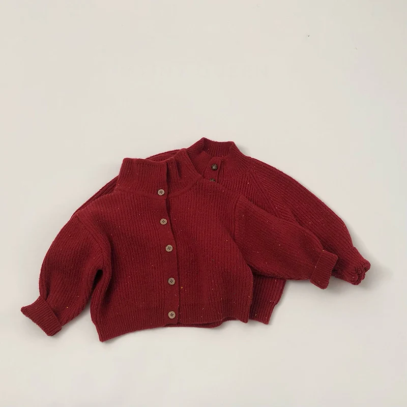 Red Knit Turtleneck Sweater for Kids Girls Christmas Outfit