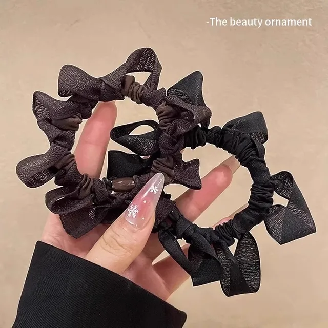 New Korean Bow Elastic Hair Band For Women Girls Sweet Hair Ornament Scrunchie Hair Tie Hair Rope Fashion Hair Accessories 2