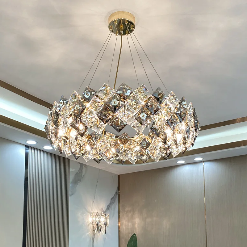 Tanie Nowoczesny kryształowy żyrandol Ash luksusowy LED przezroczysty wisiorek światło dzienny sklep
