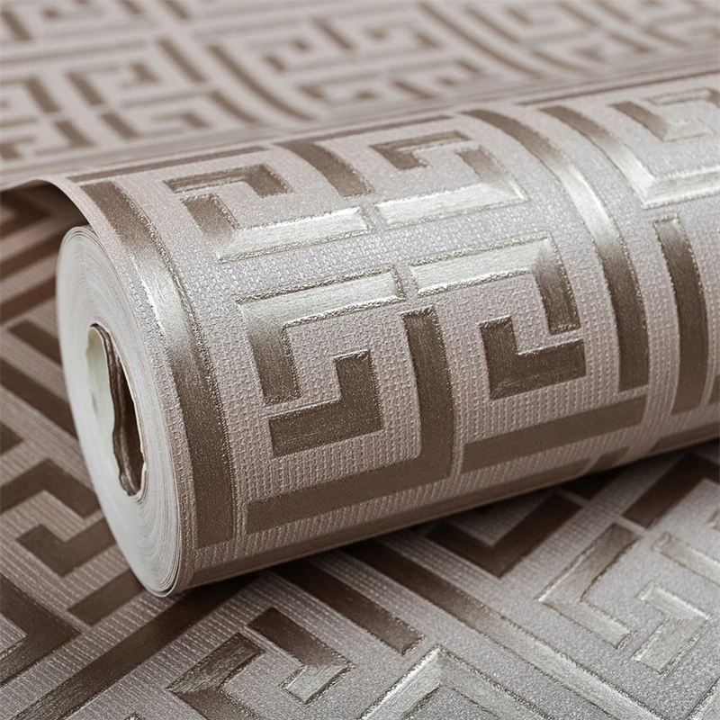 10m 3D Greek Key Lattice Modern Geometric Wallpaper Hotel Study Background Wall Pvc Bathroom Waterproof Home Decoration