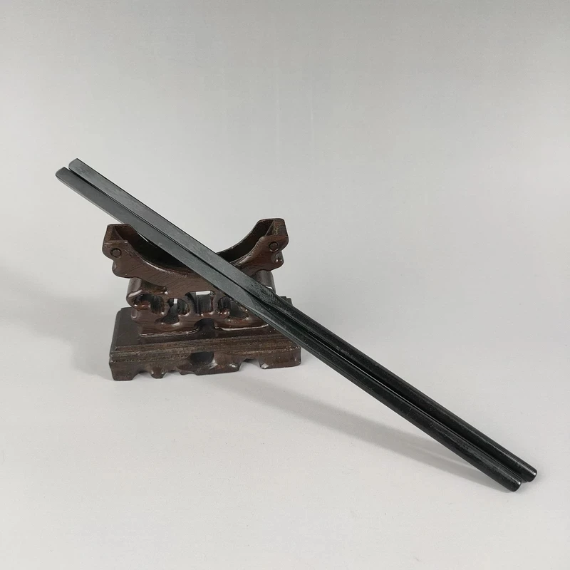 

A Pair Of Exquisite Traditional Craft Natural Black Jade Handmade Chopsticks