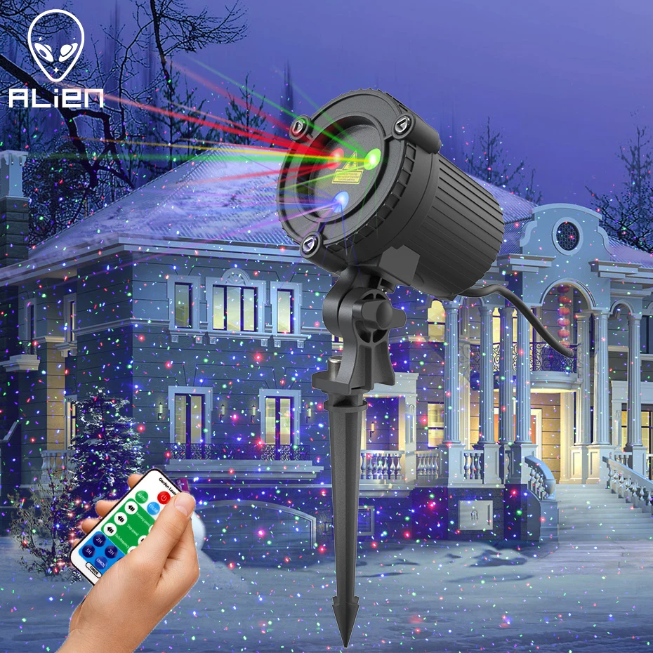 Projecteur Laser de noël flocon de neige, lumières de scène LED rotatives,  éclairage de vacances en plein air, décor de noël, 1 pièce