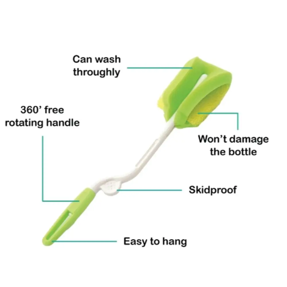 Soft Head Baby Bottle Cleaning Brush Set 360° Cleaning BPA-Free Water Bottle Brush Spout Cup Brush Long Handle