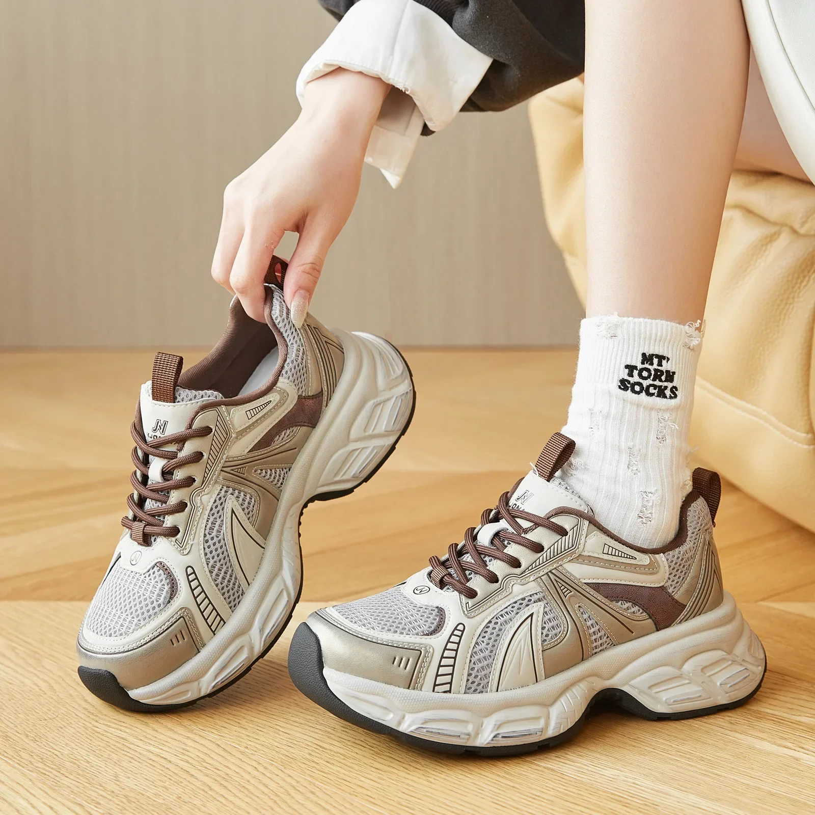 New Spring Summer Shoes Women Fashion Sneakers Breathable Mesh Shoes Flat Thick Sole 5cm Brand Ladies Flats DX309 23 New Spring Summer Shoes Women Fashion Sneakers Breathable Mesh Shoes Flat Thick Sole 5cm Brand Ladies Flats DX309 - Image 3