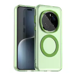 Candy Color Magnetic Wireless Charging Case - Matte Clear Cover for Mate 60 Pro (Green)