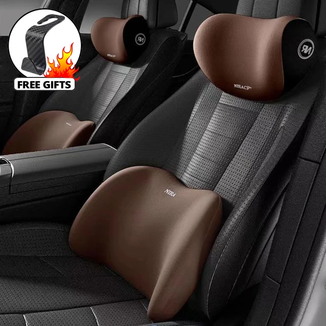 Car Waist Lumbar Support Cushion Fiber Leather Back Pillow For Car Travel Seat  Supports Memory Foam Back Pain Pillow For Driving - Seat Supports -  AliExpress