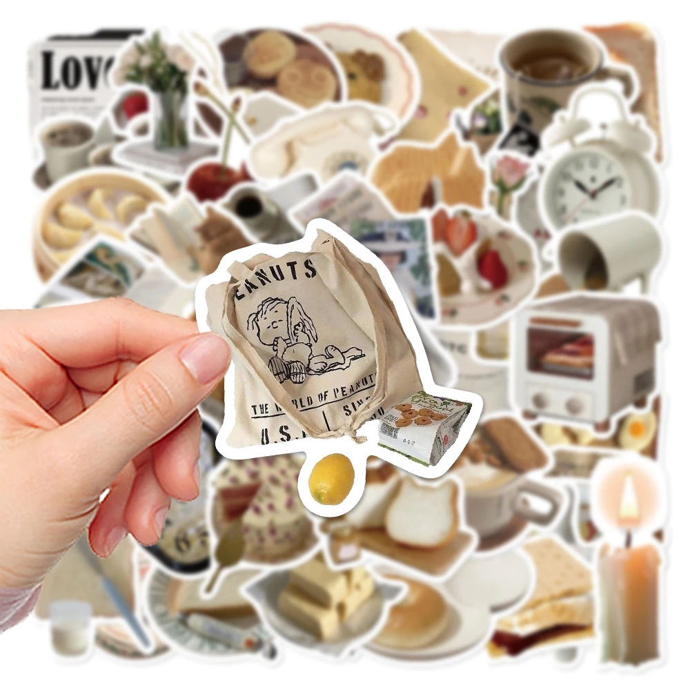 50PCS Ins 스타일 좋은 아침 스티커 전화 문구 용품 스크랩북 노트북 데칼 스티커 스토리 스토어