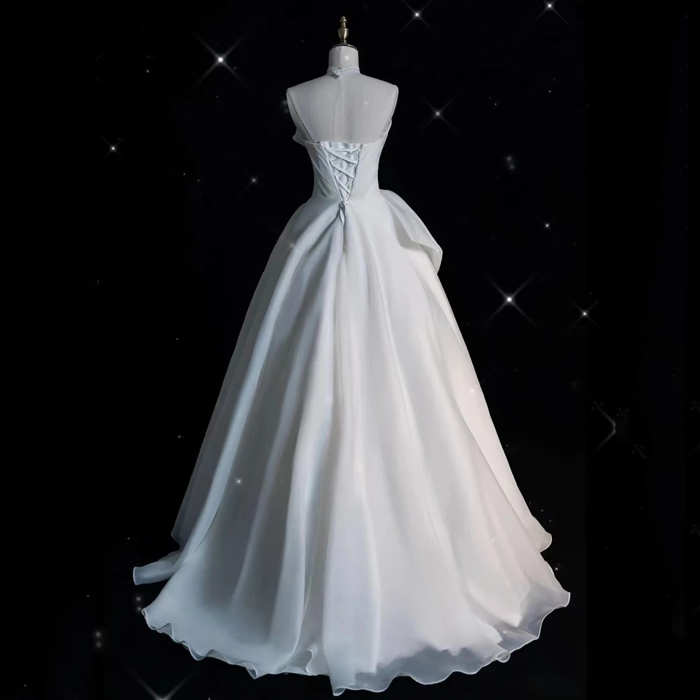 Luxury White Satin Chiffon Strapless Wedding Maxi Bride Dress 2023 Elegant Long Prom Evening Guest Formal Party Women Dresses