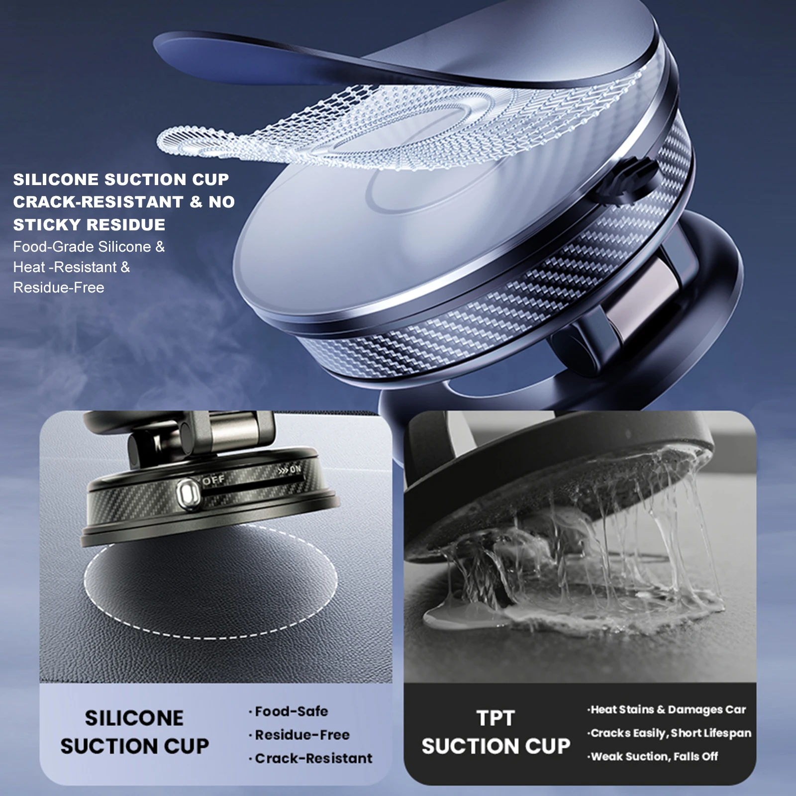 자석식 차량용 네비게이션 홀더 1080도 회전 휴대폰 거치대 회전 가능한 스마트폰 브래킷 (데스크탑/주방/호텔/헬스장용)